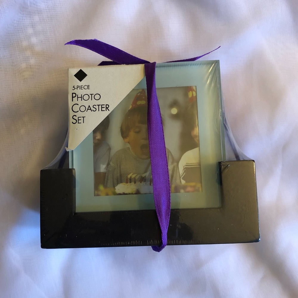 5 Piece Photo Coaster Set with Holder